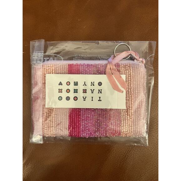 Pink Ombre Striped Beaded Botox Money $ Zipper Pouch 5.5 X 3.5” - Picture 3 of 3